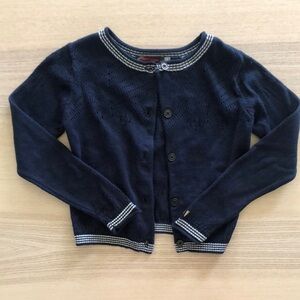 Catimini Navy Knit Sweater with Striped Detail